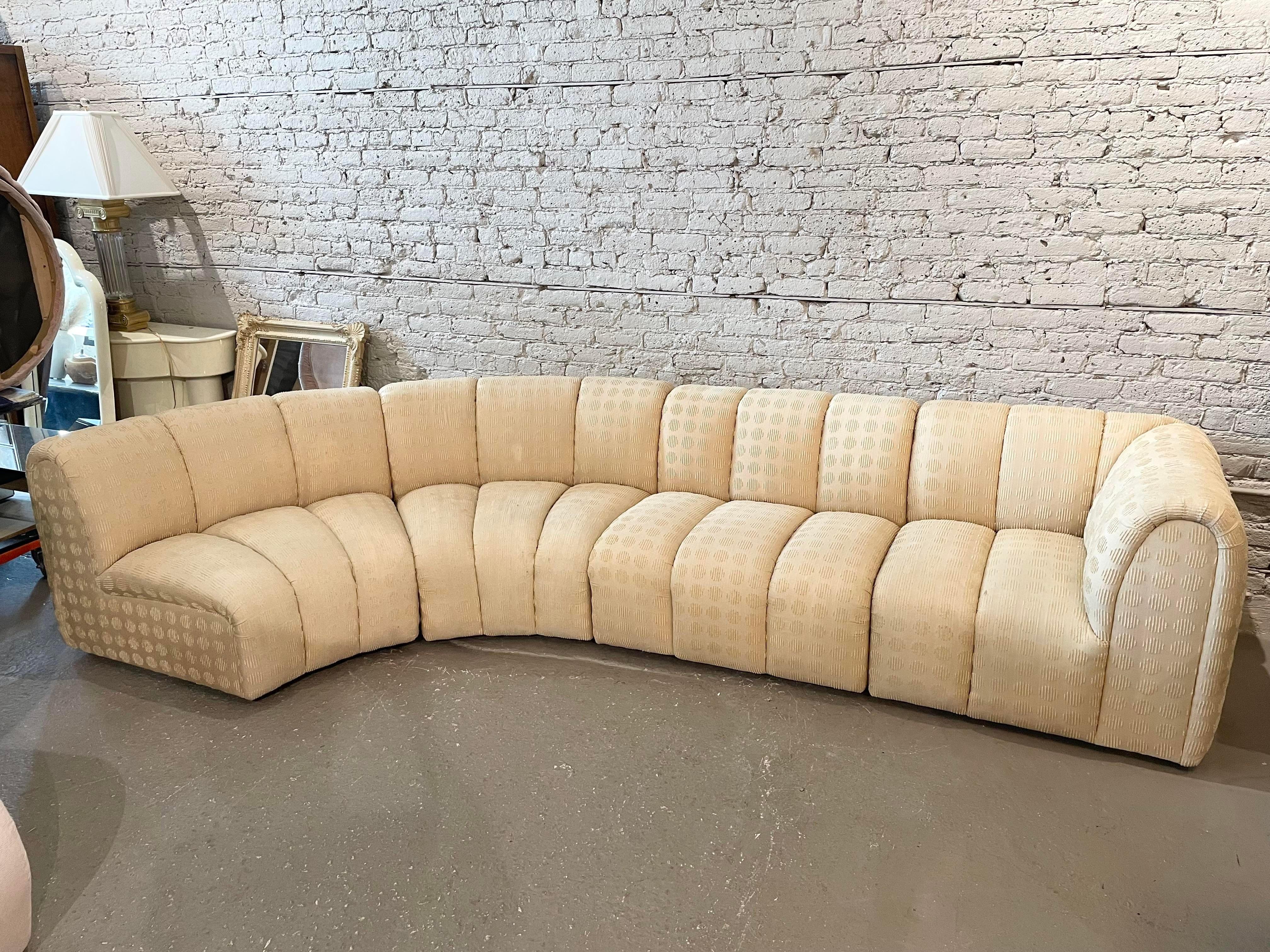 Late 20th Century 1980s Vintage Channeled Sectional Sofa