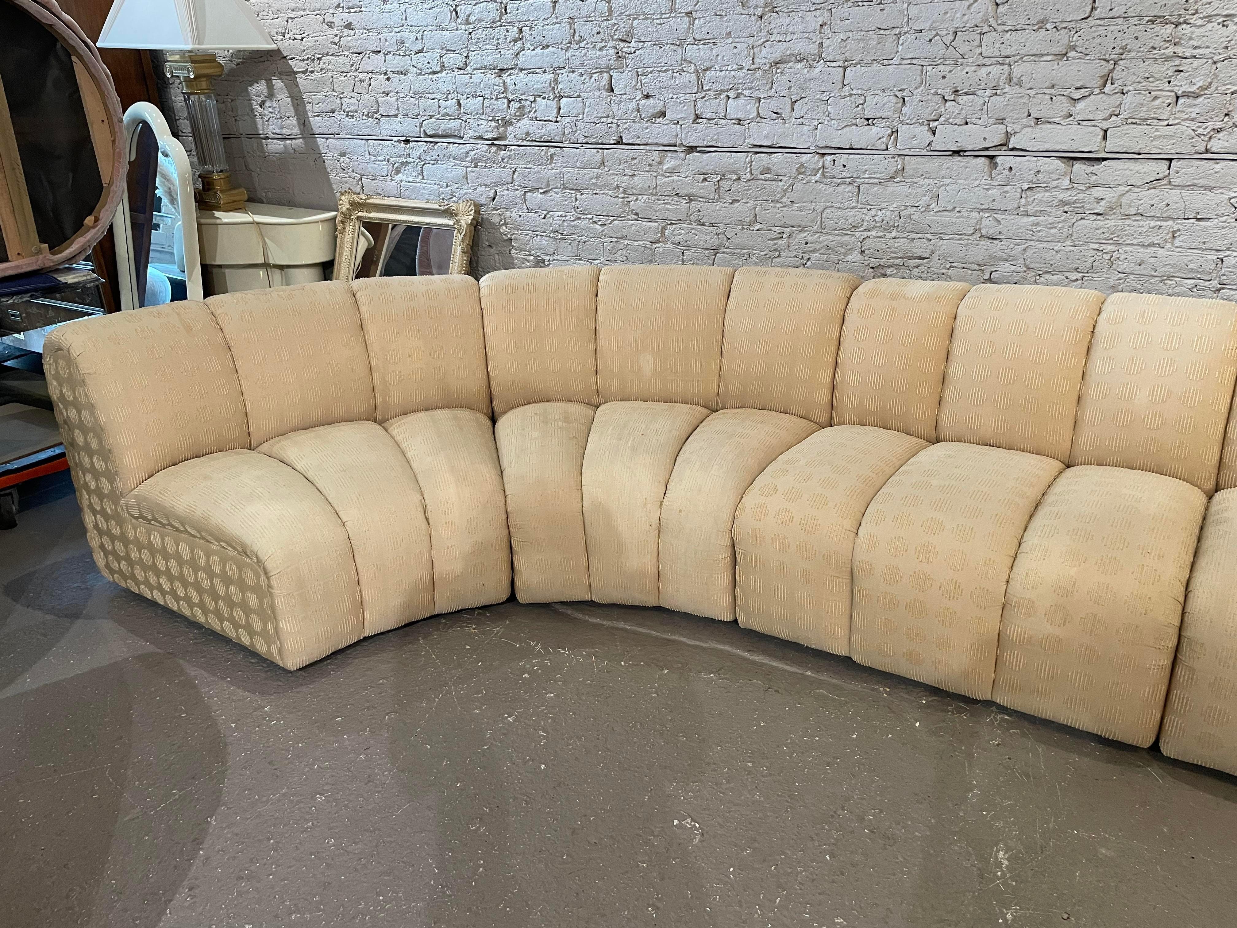 Upholstery 1980s Vintage Channeled Sectional Sofa