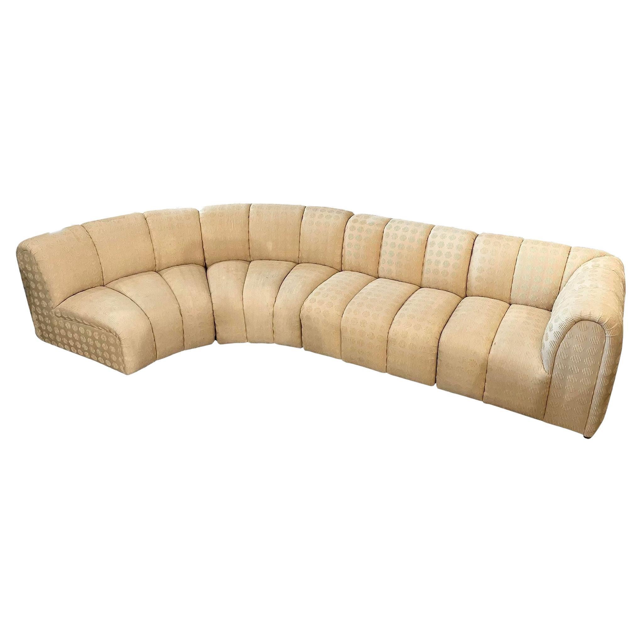 1980s Vintage Channeled Sectional Sofa