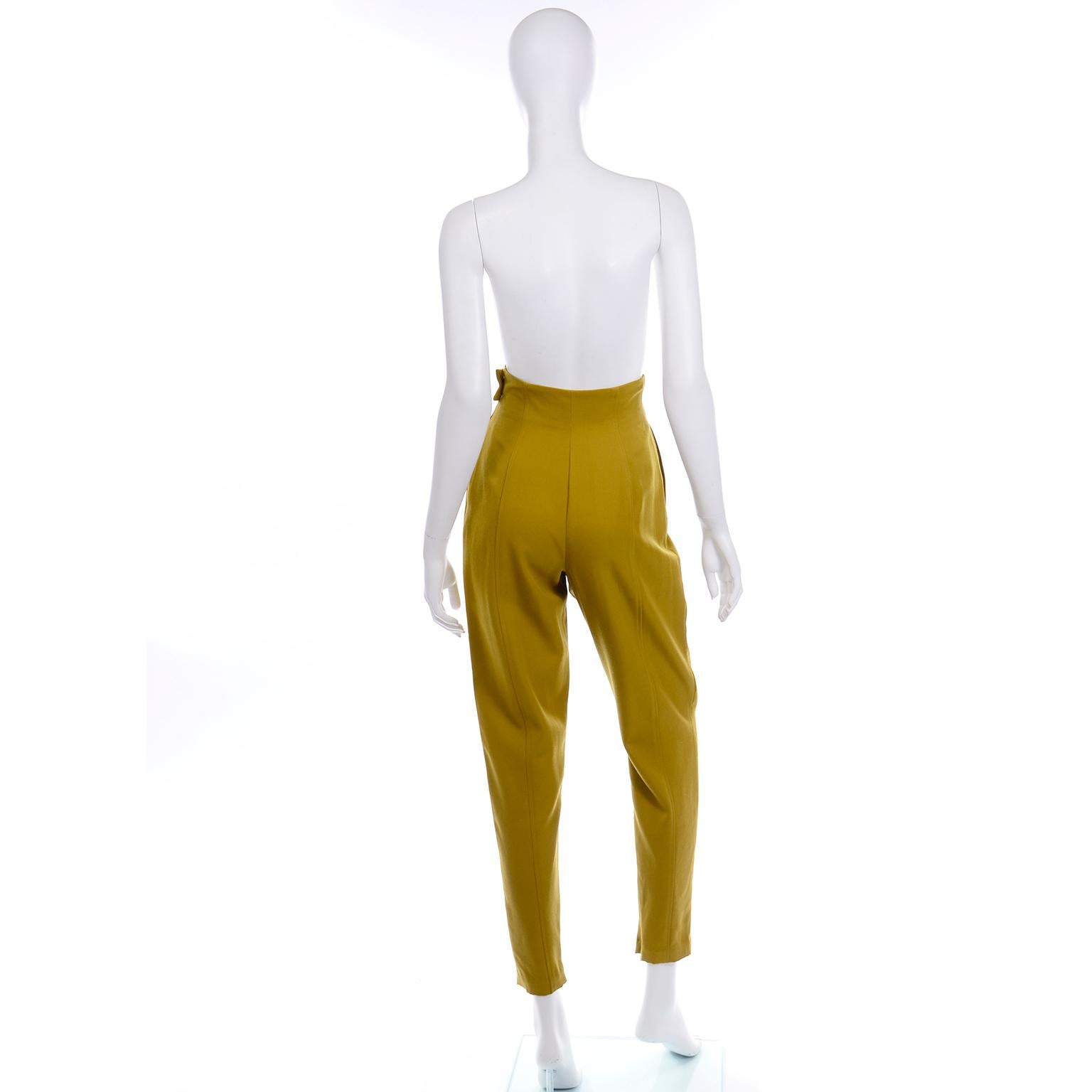 1980s Vintage Charlotte Neuville High Waisted Mustard Wool Pants  In Excellent Condition In Portland, OR