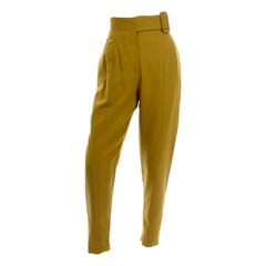 1980s Vintage Charlotte Neuville High Waisted Mustard Wool Pants 