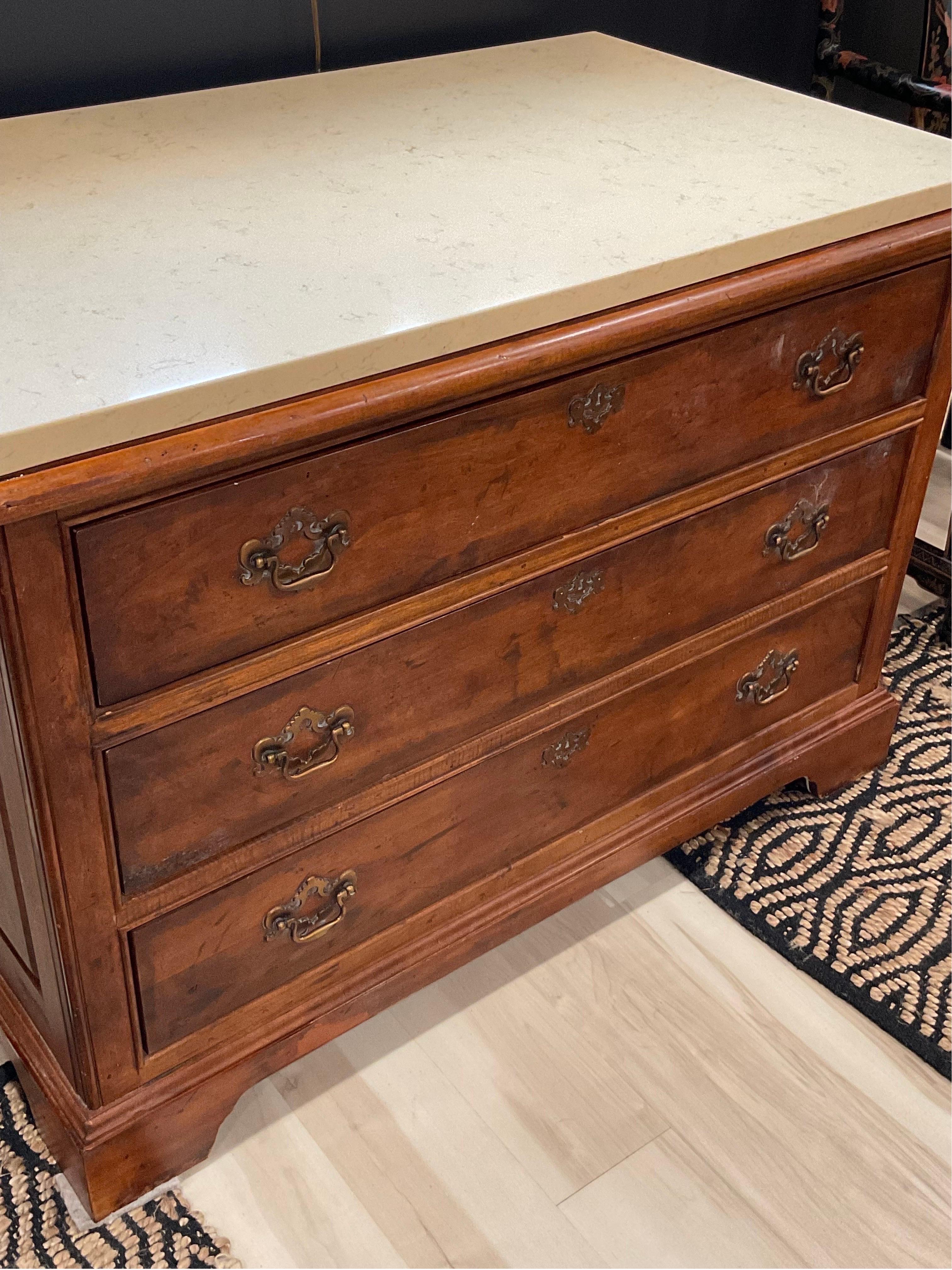 1 of 2 Monumental Chests of Drawers from Century Furniture. Distressed finish, beautiful hardware and cream stone tops. These are huge and have a strong European rustic feel. Italian farmhouse. $6800 each as new in the 1980's


Condition