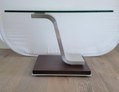 1980s Vintage Chrome and Wooden Chrome Side Tables, a Pair