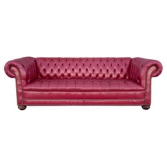 1980s Vintage Classic Chesterfield Tufted Red Leather Sofa