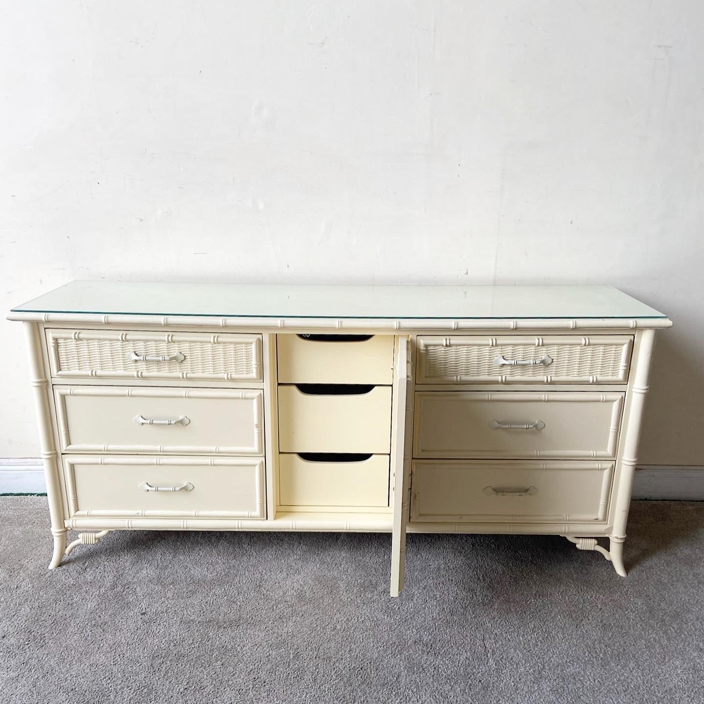 Late 20th Century 1980s Vintage Coastal Faux Bamboo Dresser by Stanley Furniture