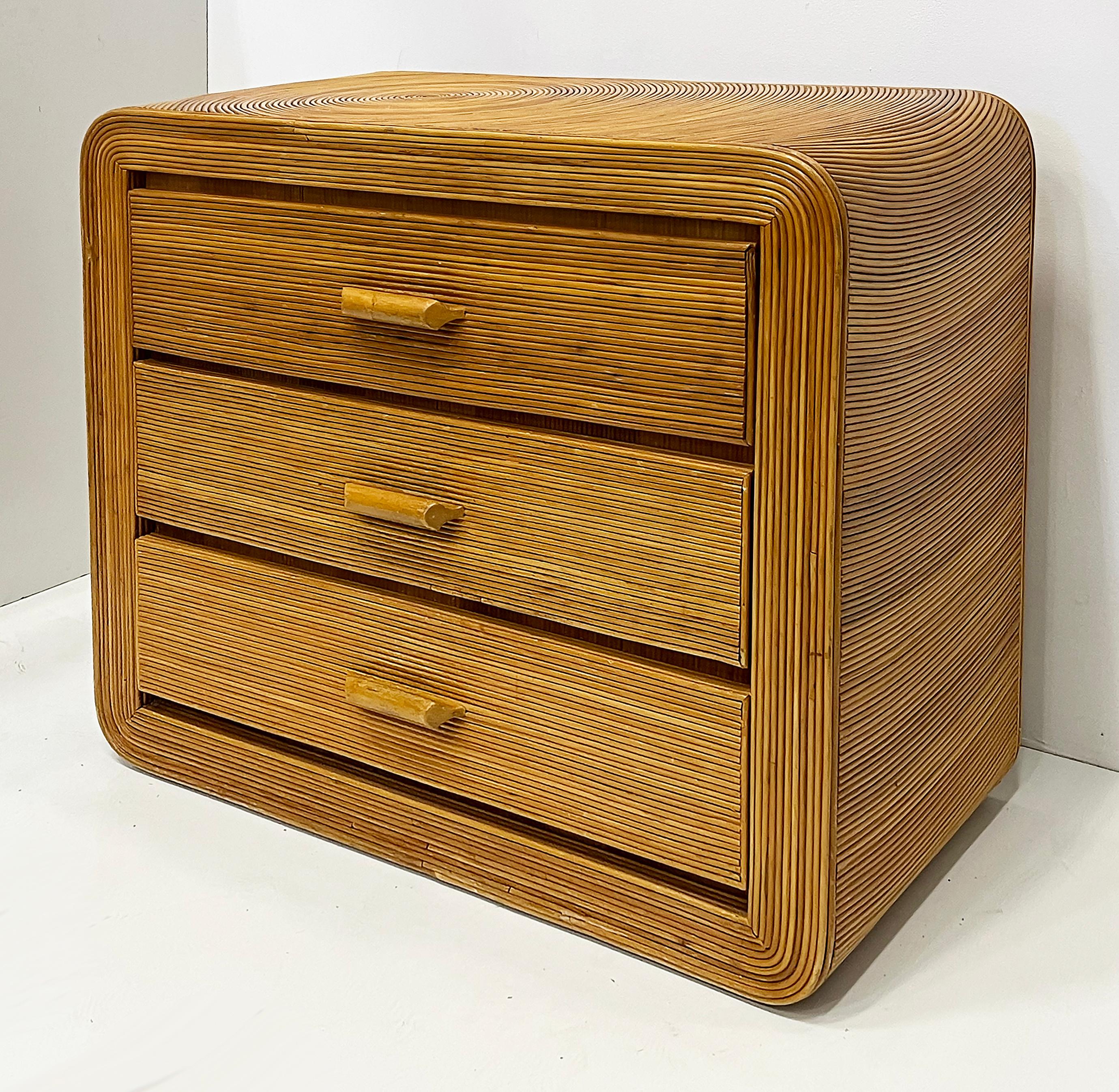 1980s Vintage Coastal Pencil Reed Chest of Drawers, Crespi Manner 4
