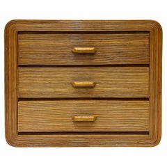 1980s Vintage Coastal Pencil Reed Chest of Drawers, Crespi Manner