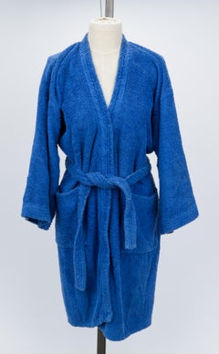 1980er Vintage Sammlerstücke Hermès Seltene Sonne bestickter blauer Robe