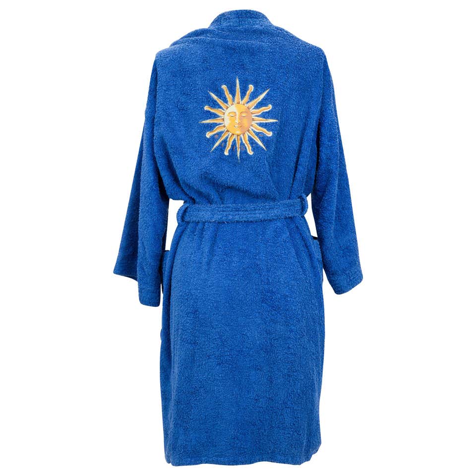 1980's Vintage Collectible Hermès Rare Sun Embroidered Blue Robe For ...