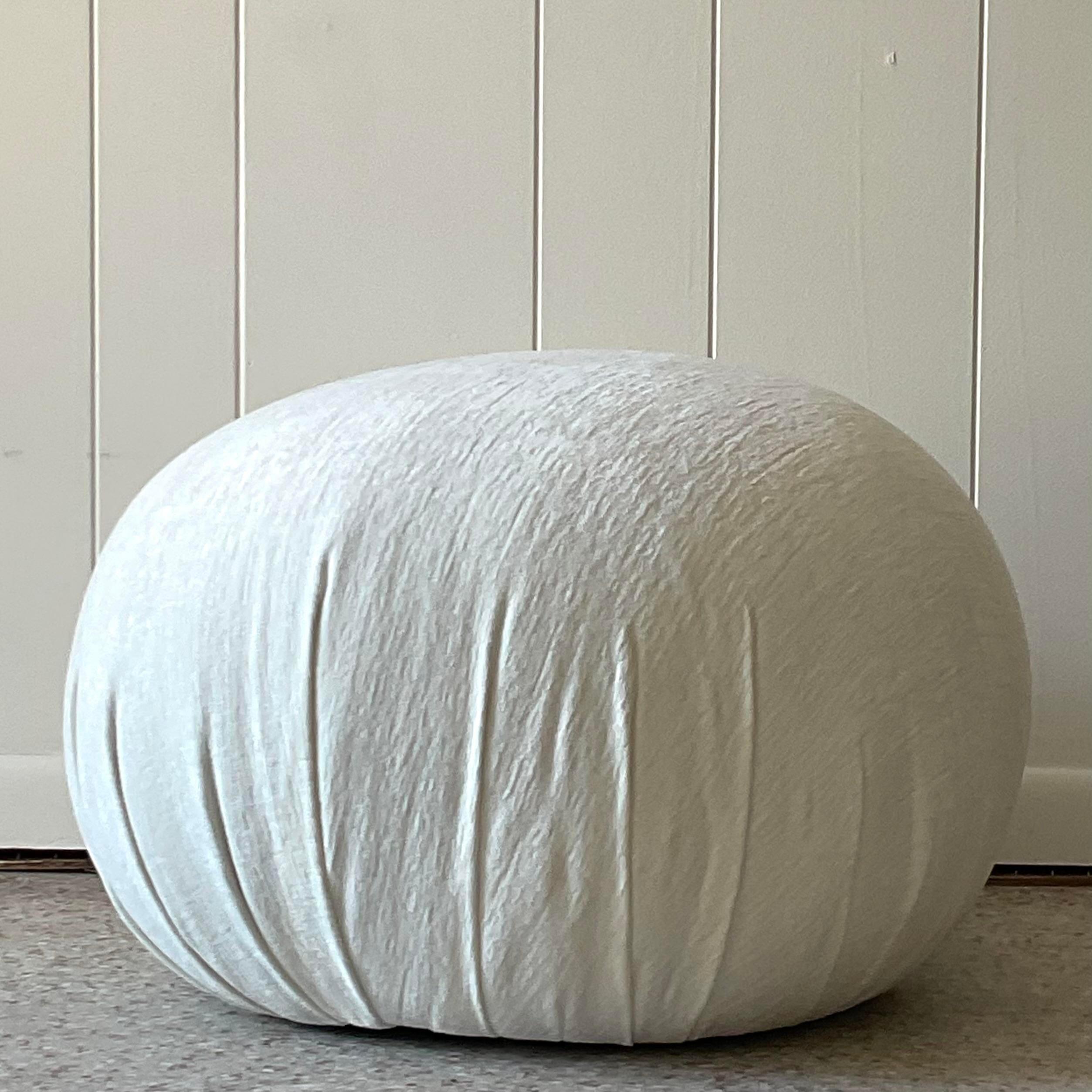 1980s Vintage Contemporary After Steven Chase for Lazar Soufflé Pouf Ottoman In Good Condition In west palm beach, FL