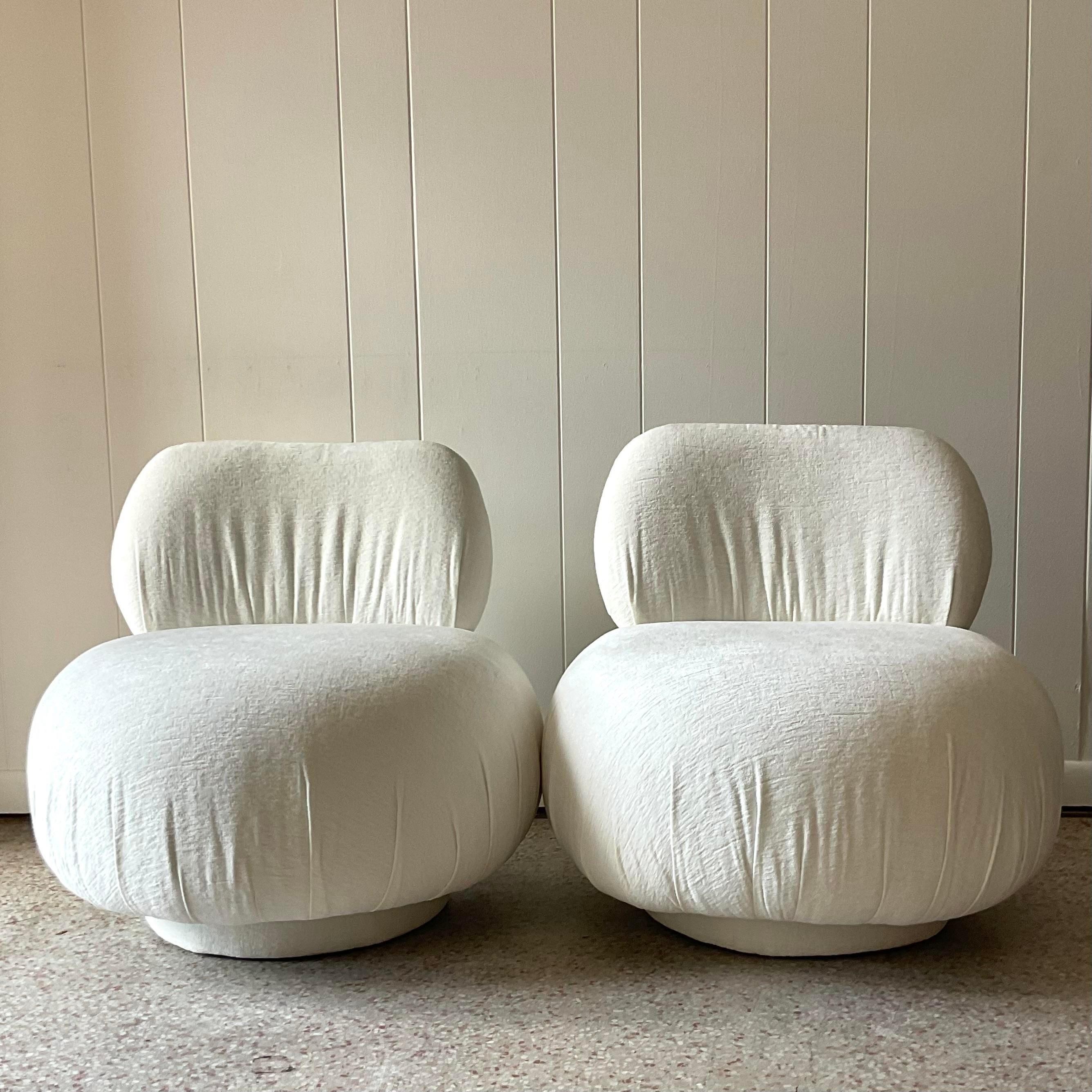 1980s Vintage Contemporary Steve Chase for Lazar Industries Pouf Swivel Chairs 2