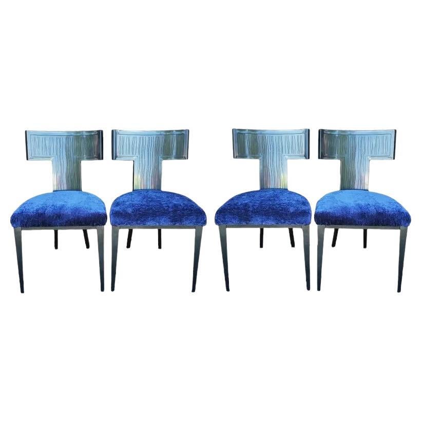 Costantini Pietro ensemble de 4 chaises italiennes vintage en métal enduit de poudre des années 1980