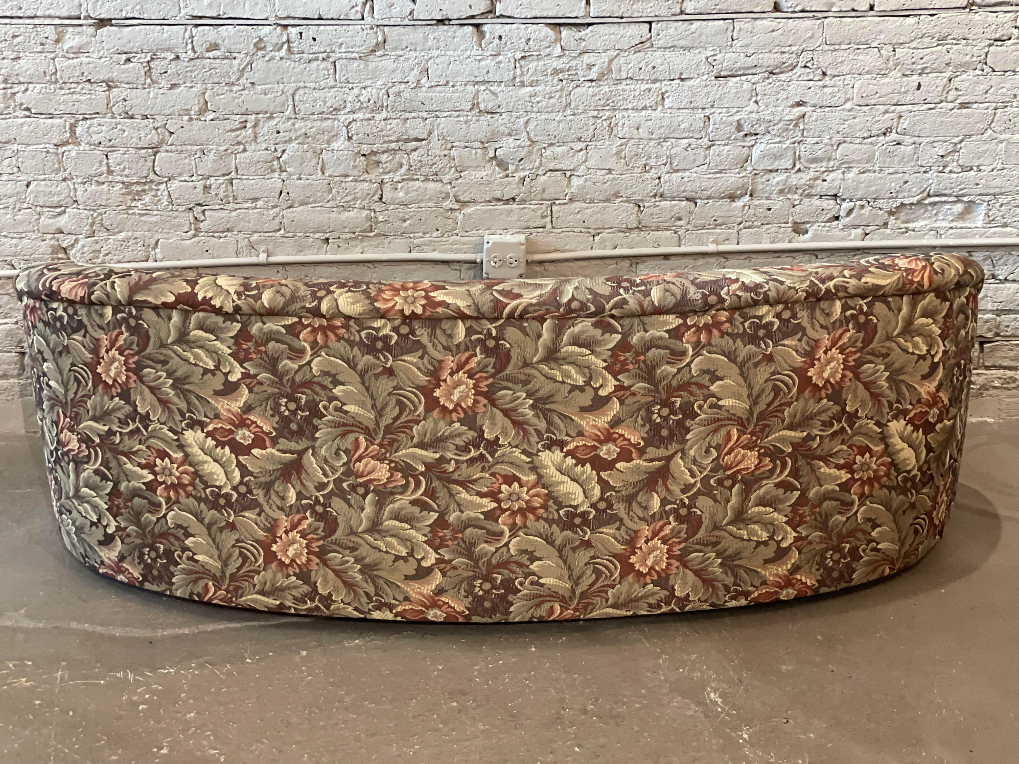 Fabric 1980s Vintage Curved Kidney Postmodern Sofa