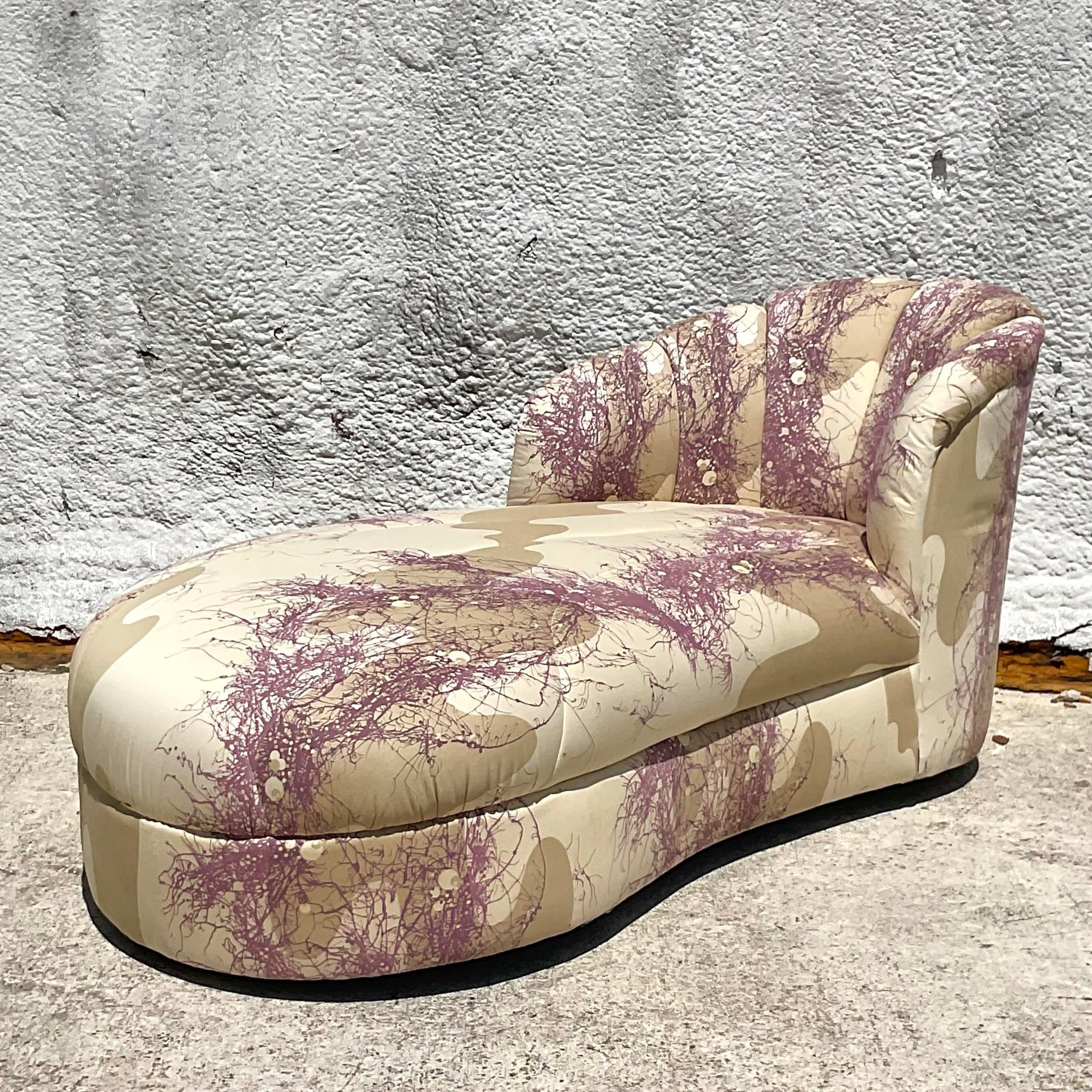 1980er Jahre Vintage Custom Channel getuftete Chaise Lounge (amerikanisch) im Angebot