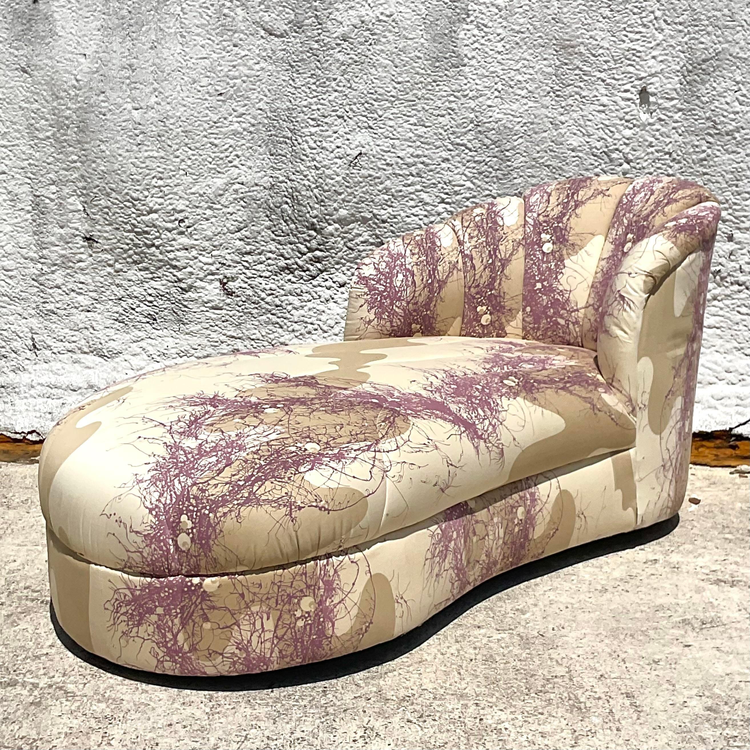 1980er Jahre Vintage Custom Channel getuftete Chaise Lounge (20. Jahrhundert) im Angebot