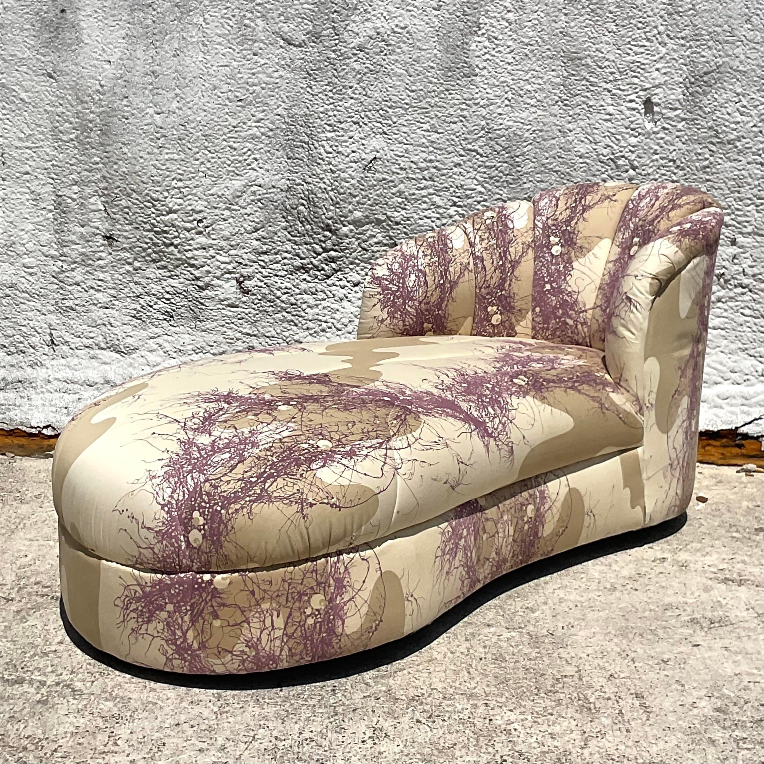 1980er Jahre Vintage Custom Channel getuftete Chaise Lounge (Polster) im Angebot