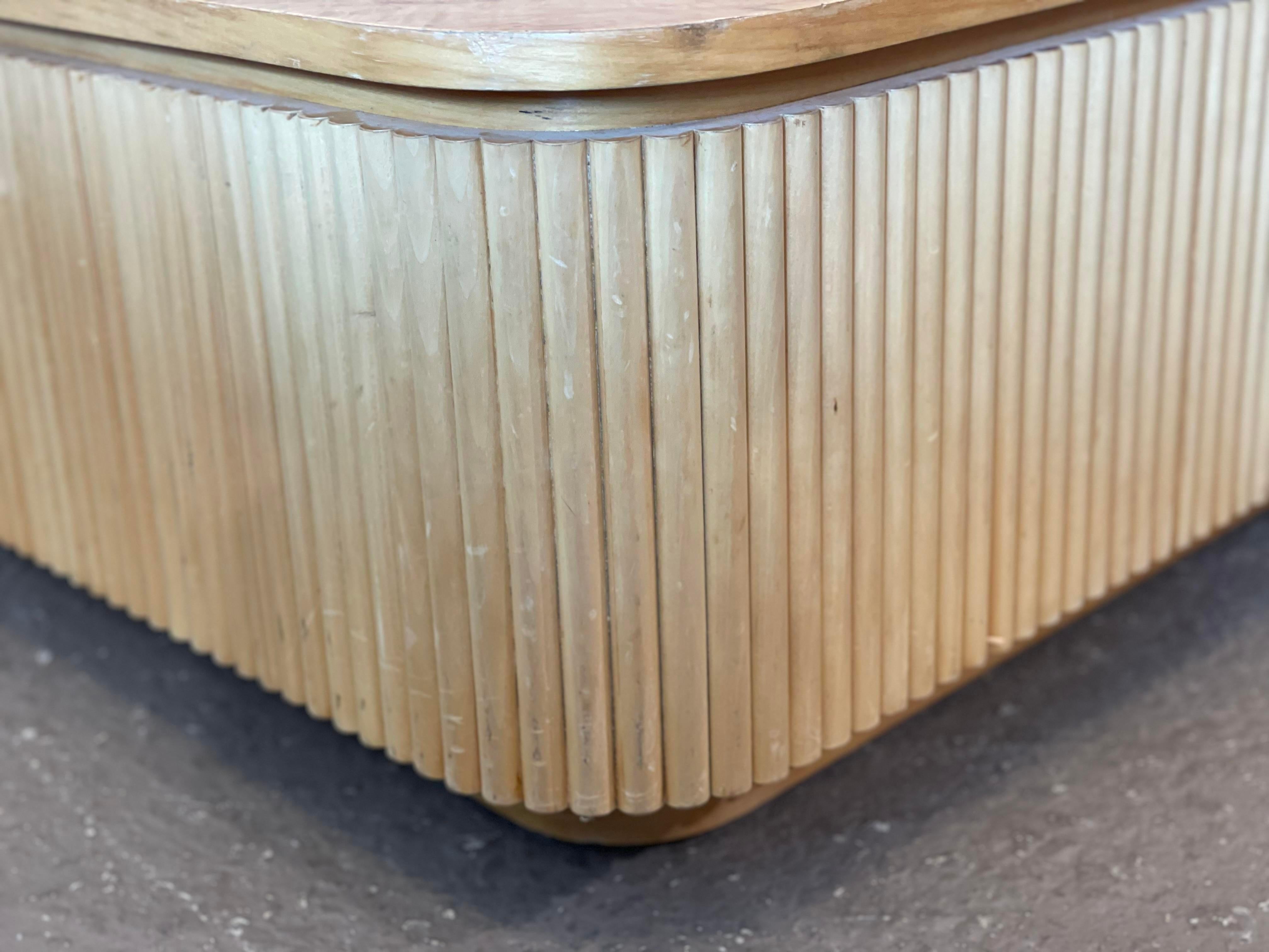 1980s Vintage Custom Made Bamboo and Burled Wood Coffee Table BIG 5