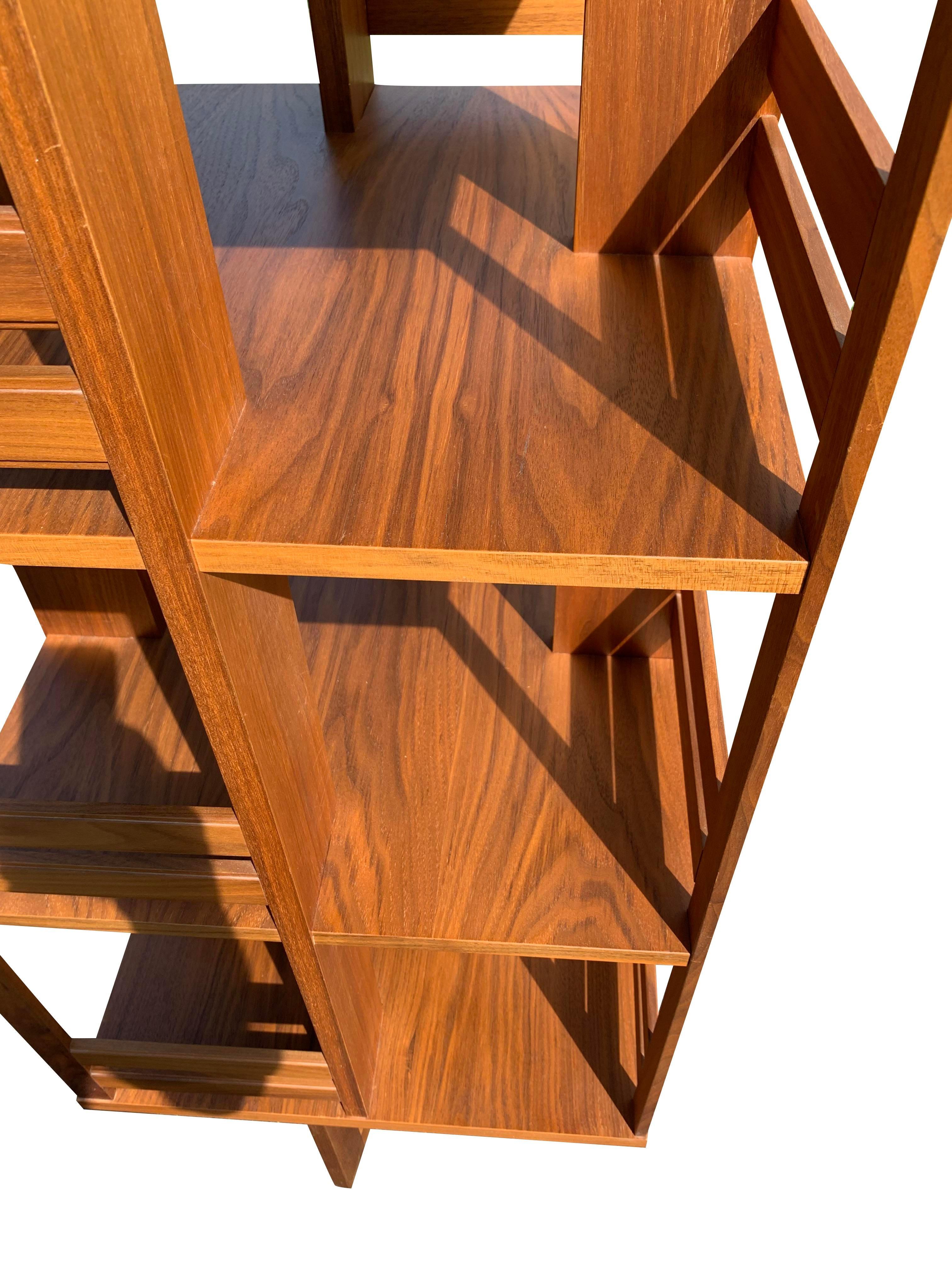 1980s Vintage Danish Style Teak Modern Rotating Bookcase with X Base, Style 2