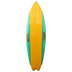 1980s Used David Nuuhiwa Pro-Design Twin Fin Surfboard