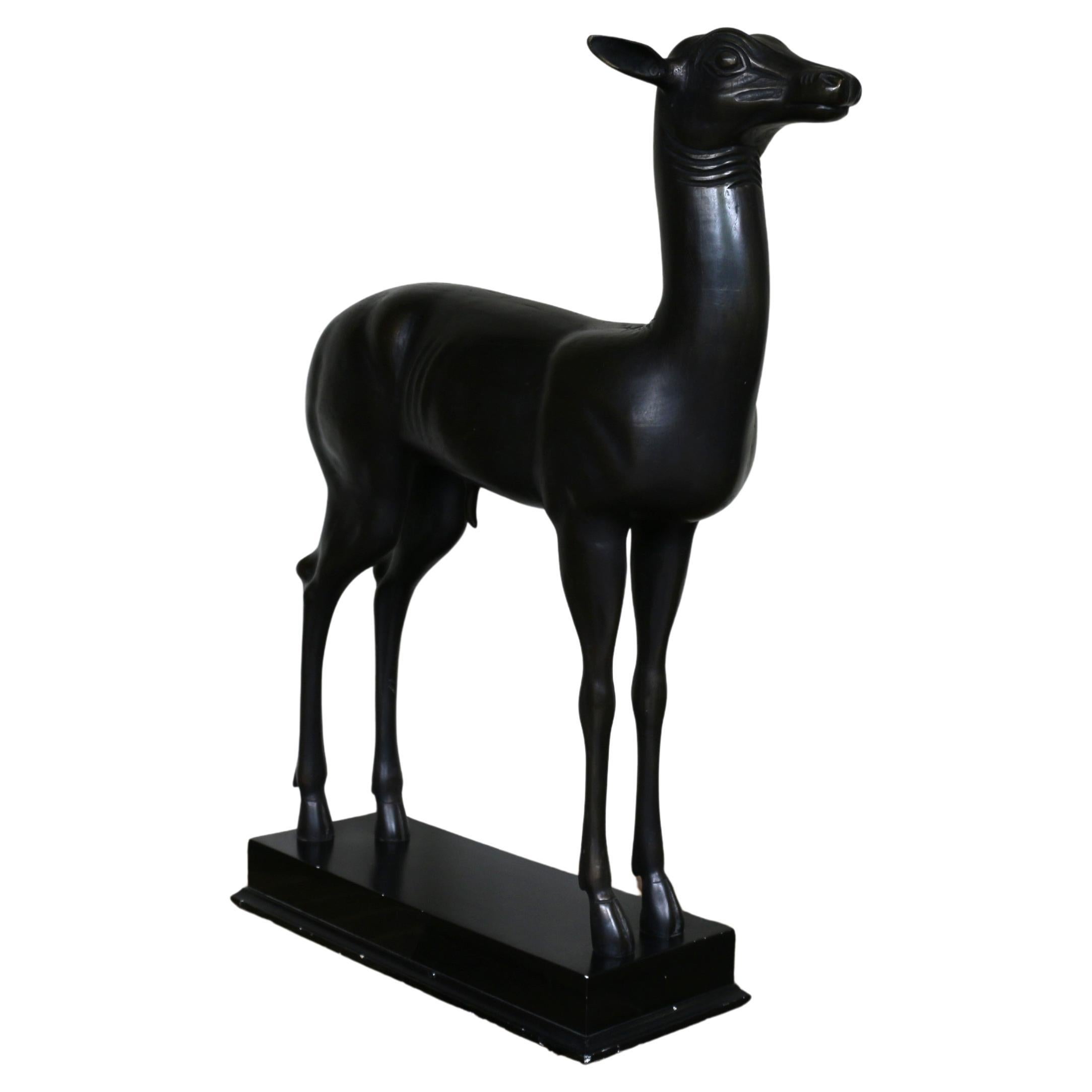 1980s Vintage Deer Figurative Sculpture, Bronze-Finish Fiberglass