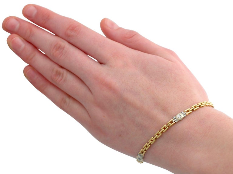Vintage 1980s Diamond and Yellow Gold Bracelet For Sale 5