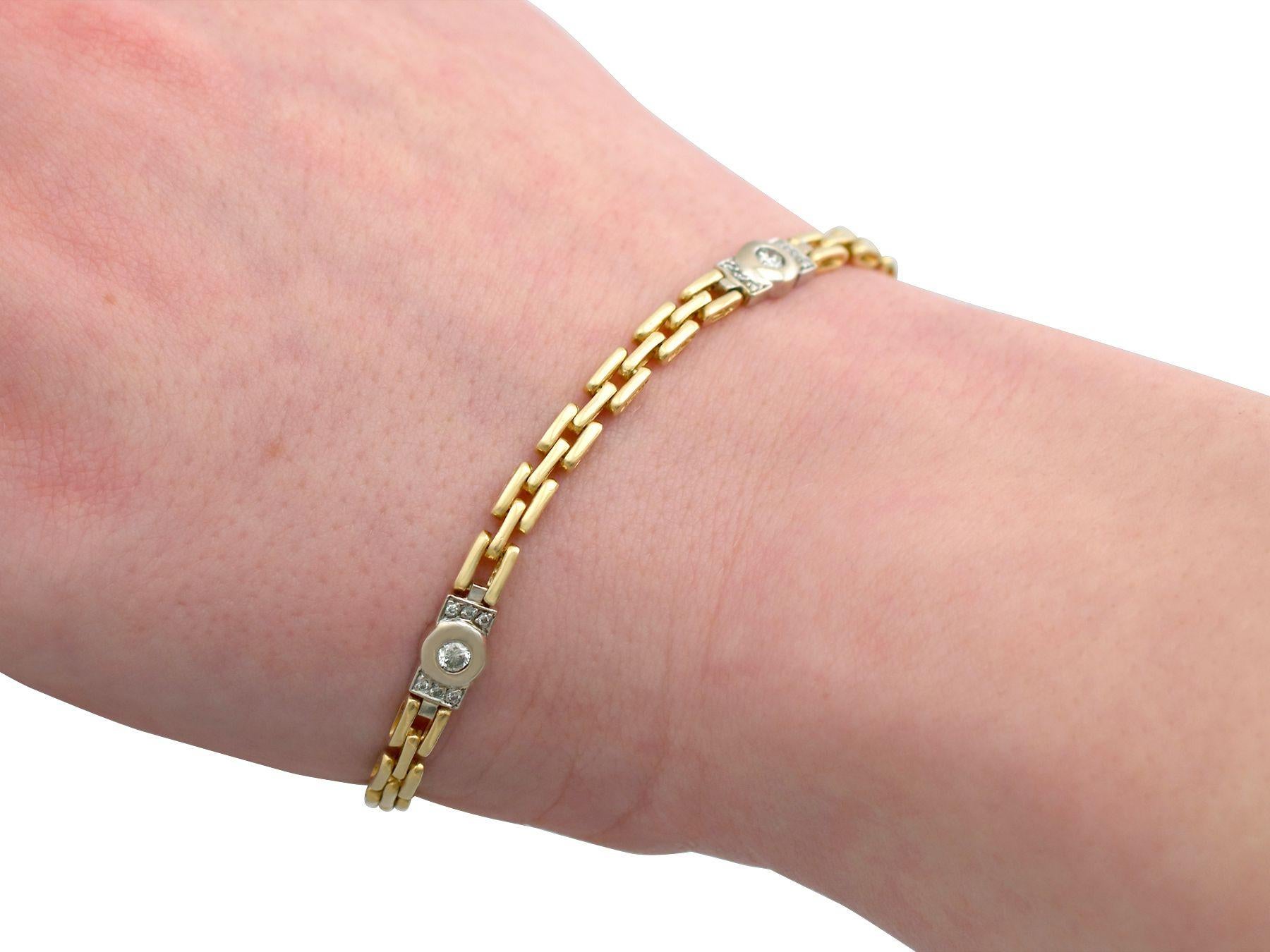 Vintage 1980s Diamond and Yellow Gold Bracelet For Sale 6