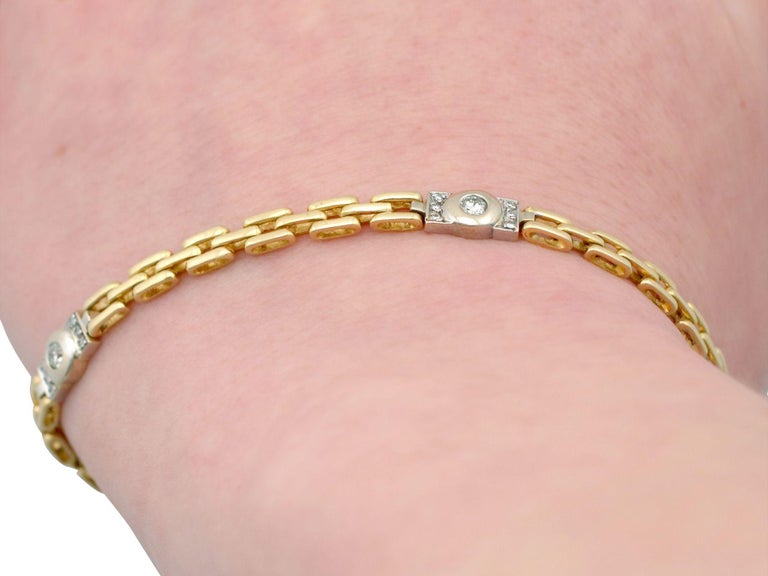 Vintage 1980s Diamond and Yellow Gold Bracelet For Sale 7