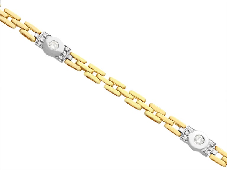 Round Cut Vintage 1980s Diamond and Yellow Gold Bracelet For Sale
