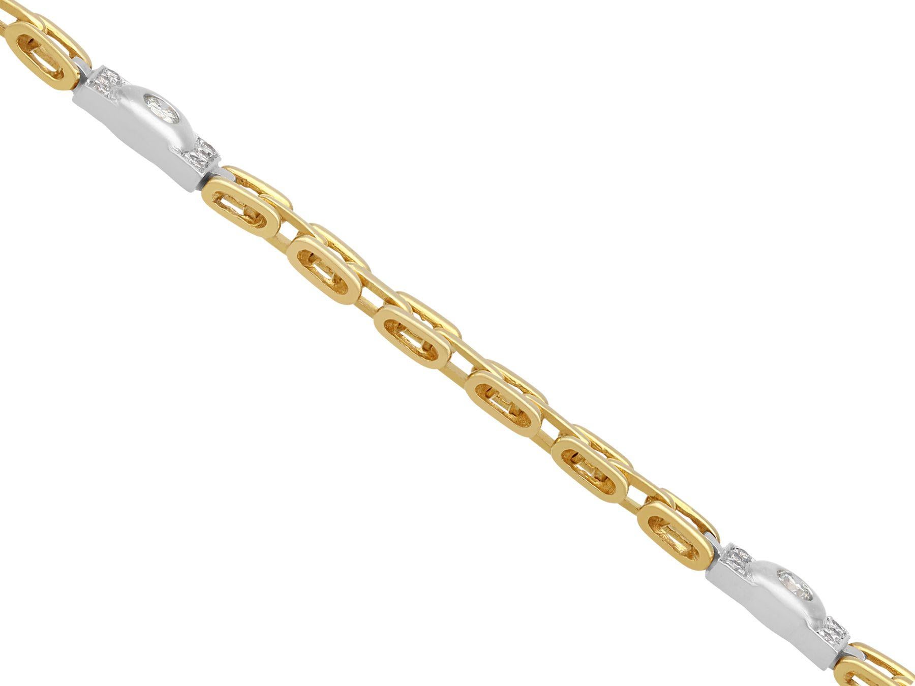 Women's Vintage 1980s Diamond and Yellow Gold Bracelet For Sale