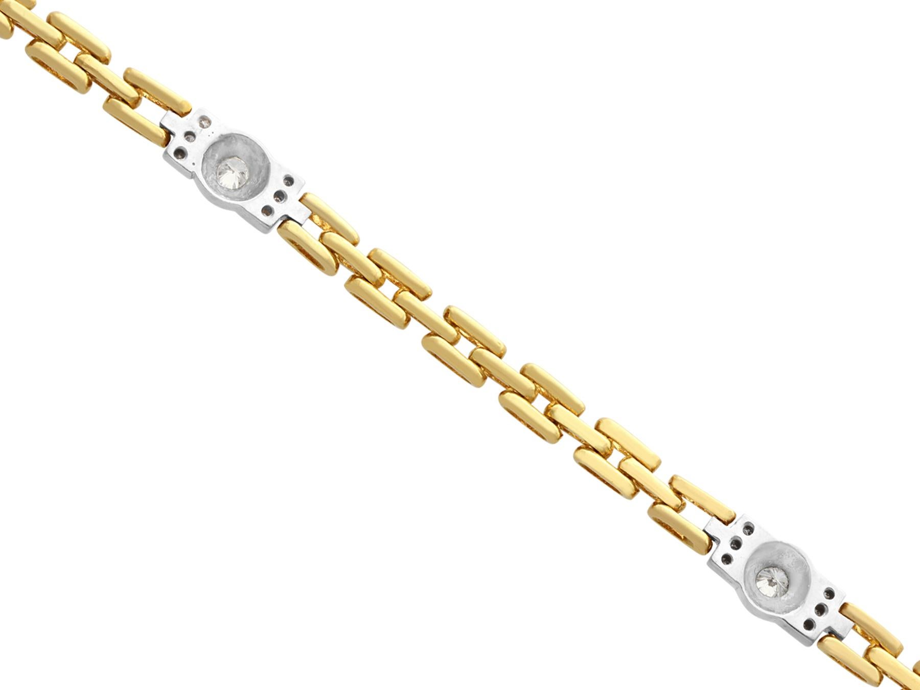 Vintage 1980s Diamond and Yellow Gold Bracelet For Sale 1