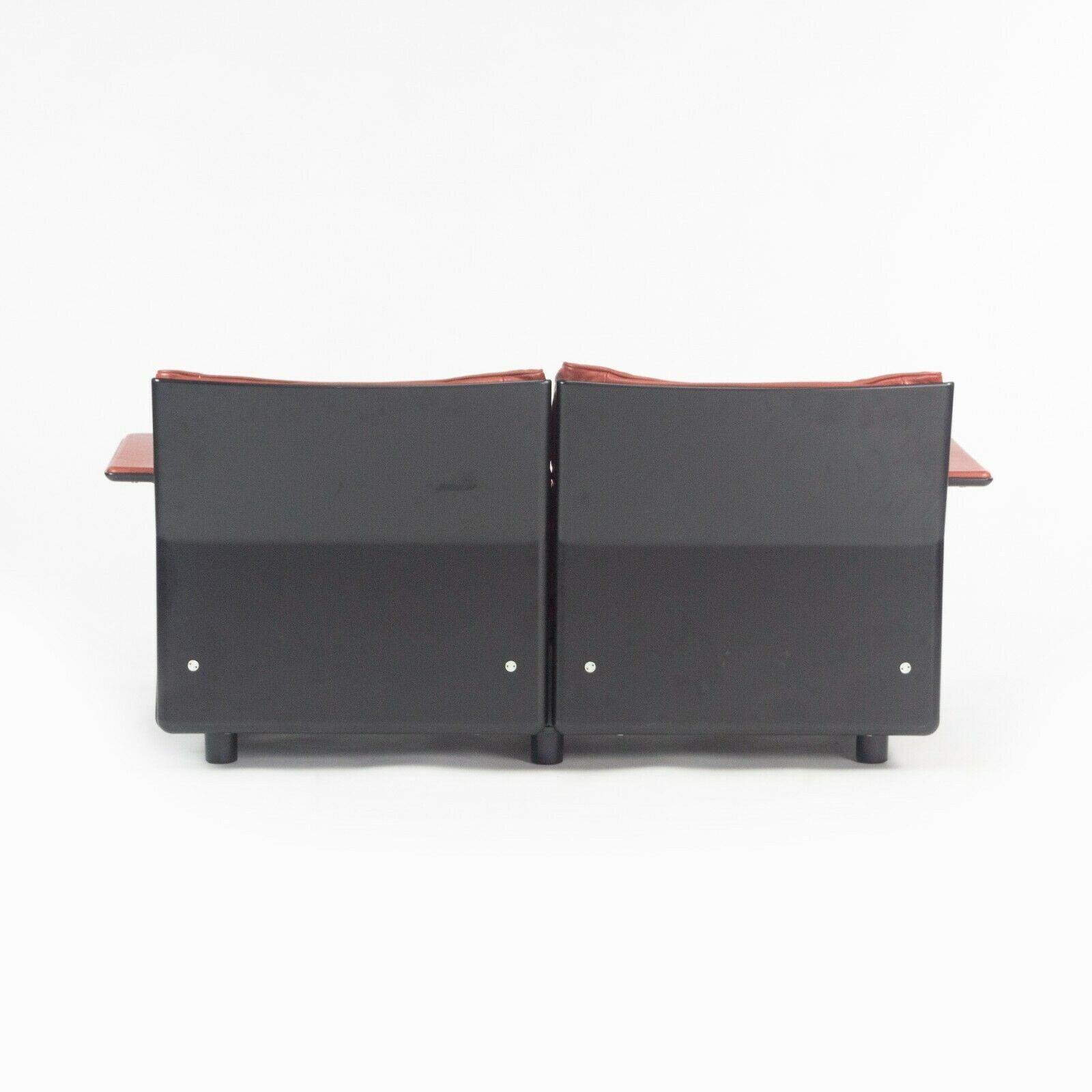German 1980s Vintage Dieter Rams for Vitsoe 620 Red Leather and Black Two Seat Settee For Sale