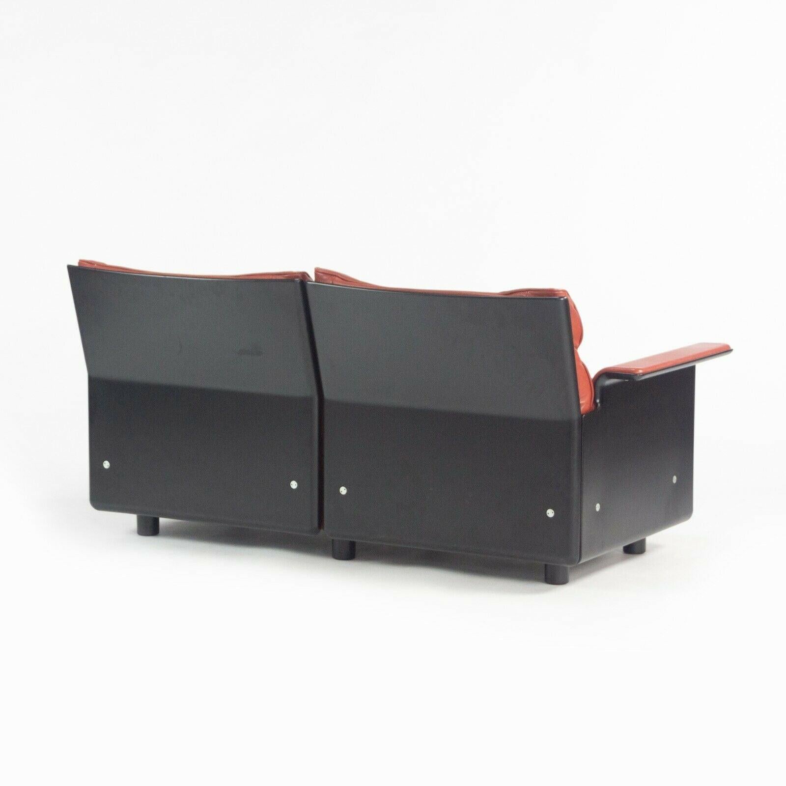 Late 20th Century 1980s Vintage Dieter Rams for Vitsoe 620 Red Leather and Black Two Seat Settee For Sale