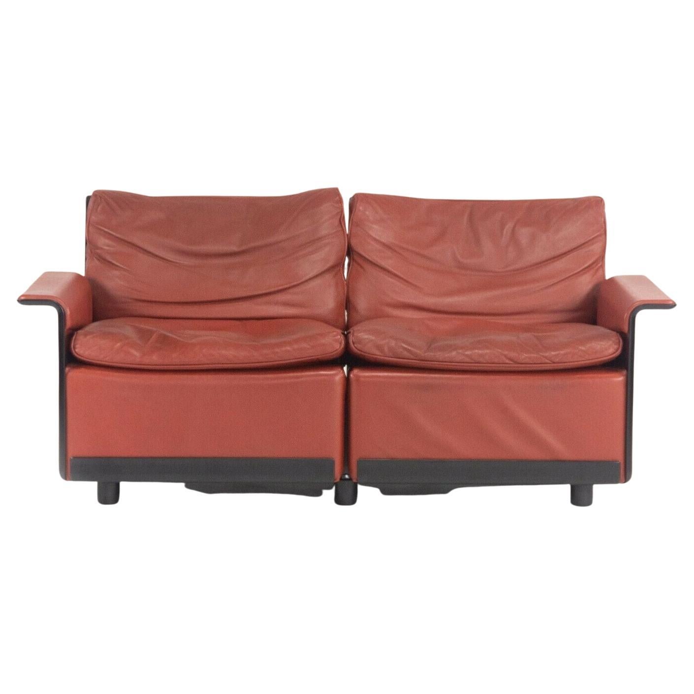 1980s Vintage Dieter Rams for Vitsoe 620 Red Leather and Black Two Seat Settee