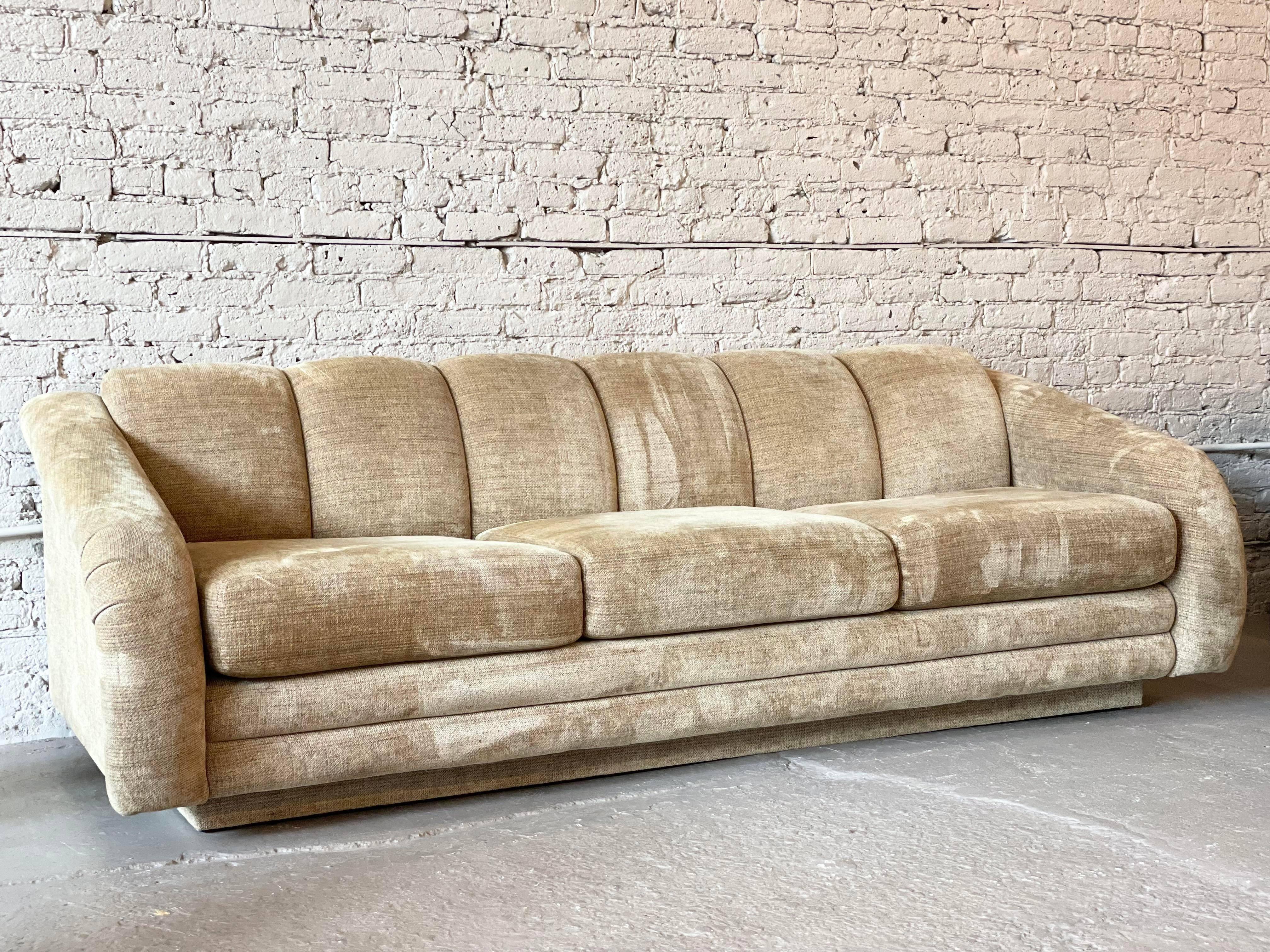 American 1980s Vintage Directional Sofa in Tan Upholstery