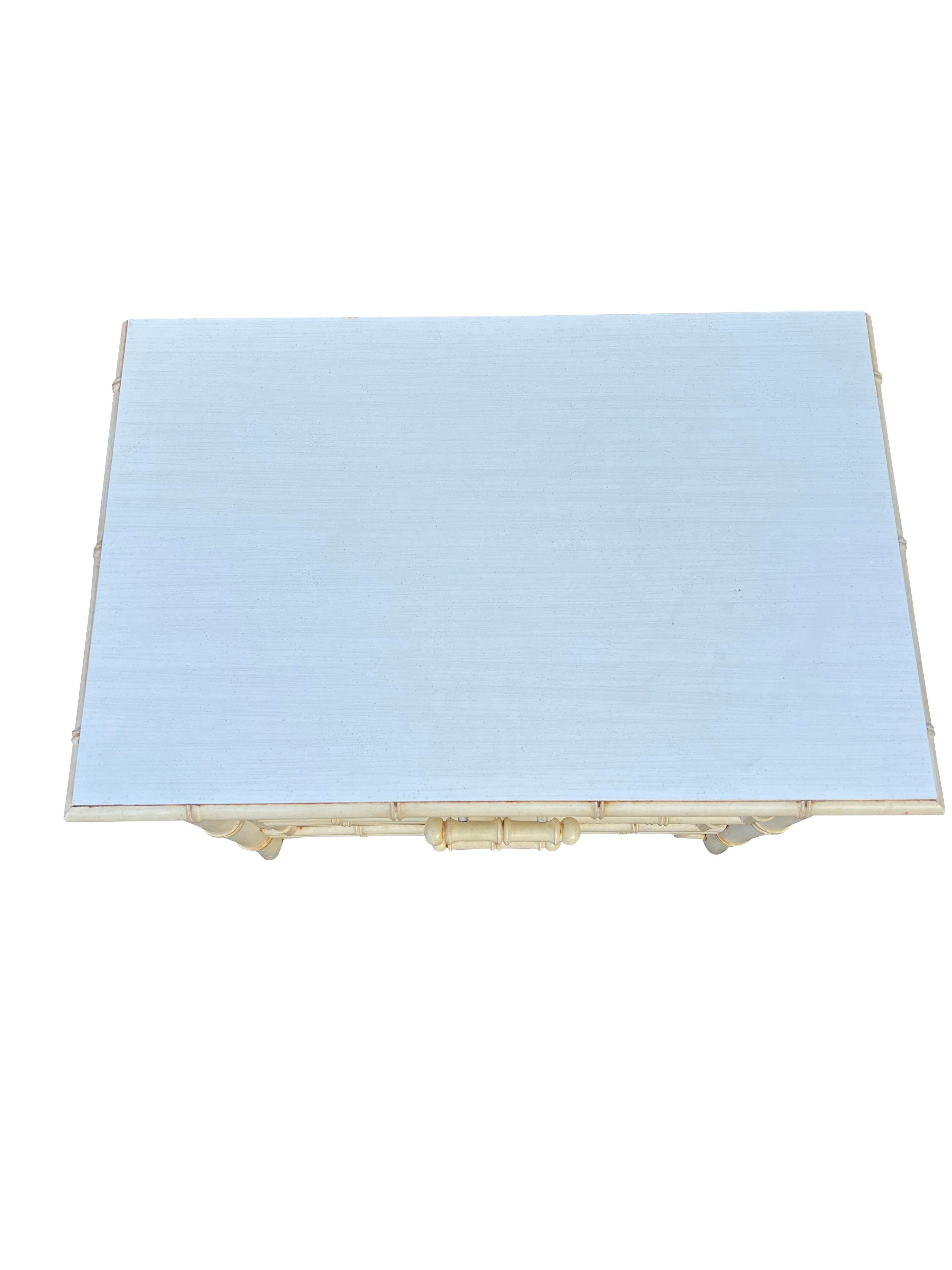 Vintage Dixie Aloha Single Nightstand in Faux Bamboo.

Add a touch of coastal charm to your bedroom with this Vintage Dixie Aloha Single Nightstand. This unique piece combines the natural beauty of faux bamboo with a relaxed, bohemian