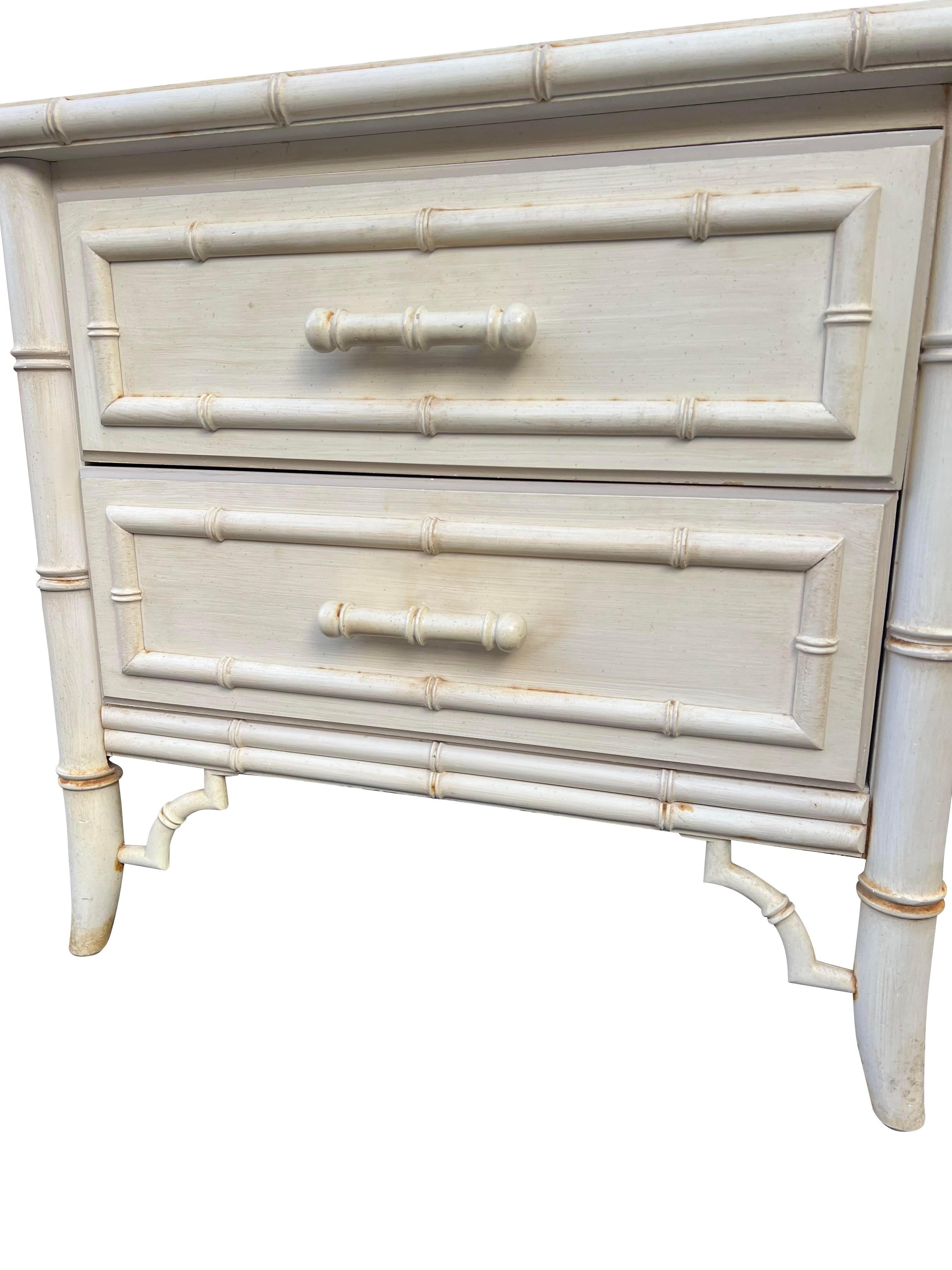 Late 20th Century 1980s Vintage Dixie Aloha Single Nightstand Henry Link Style in Faux Bamboo