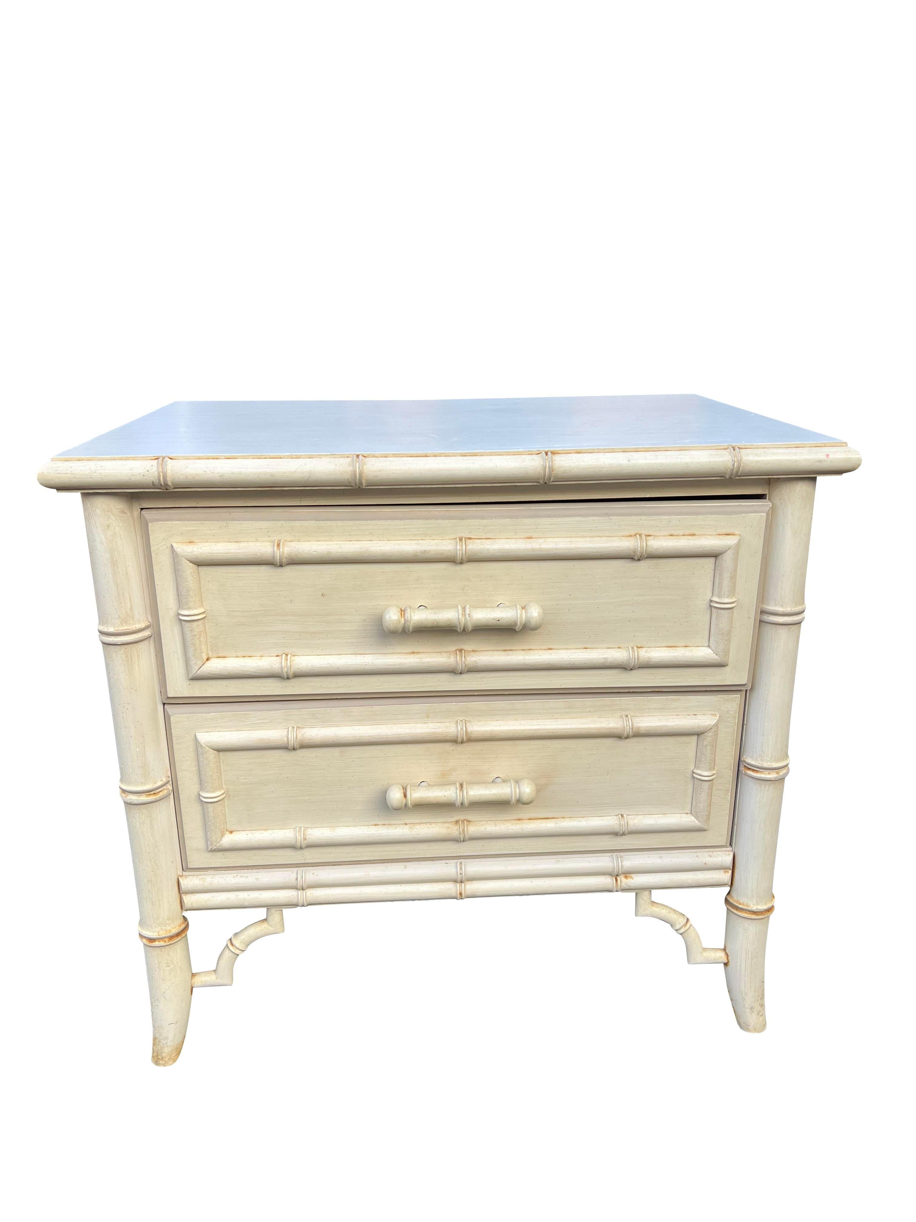 1980s Vintage Dixie Aloha Single Nightstand Henry Link Style in Faux Bamboo 2