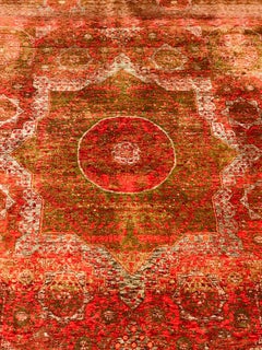 1980s Vintage Egyptian Carpet or Rug Hand Knotted in Wool Multicolored