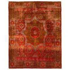 1980s Vintage Egyptian Carpet or Rug Hand Knotted in Wool Multicolored