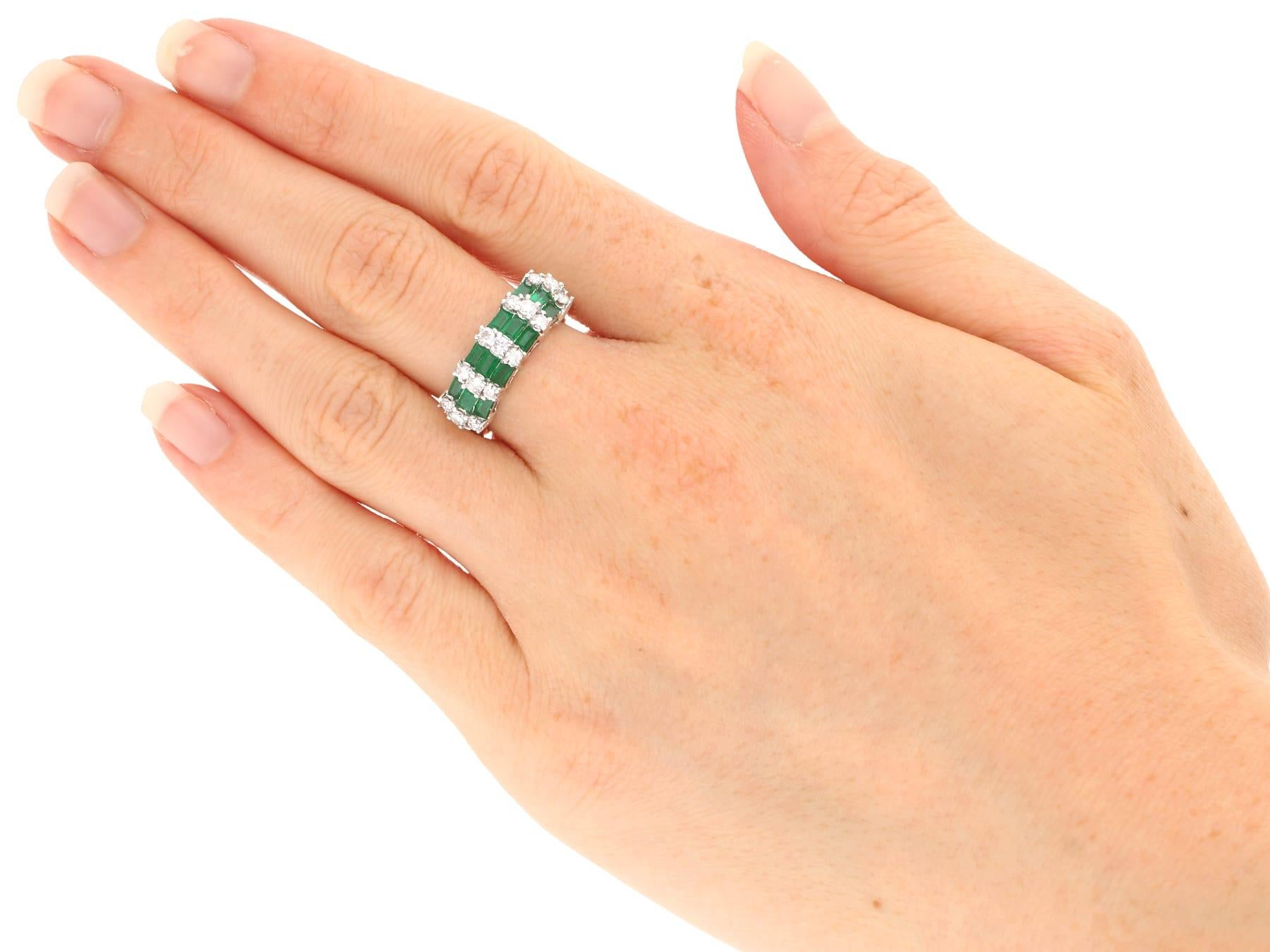 1980s Vintage Emerald and Diamond White Gold Cocktail Ring For Sale 3