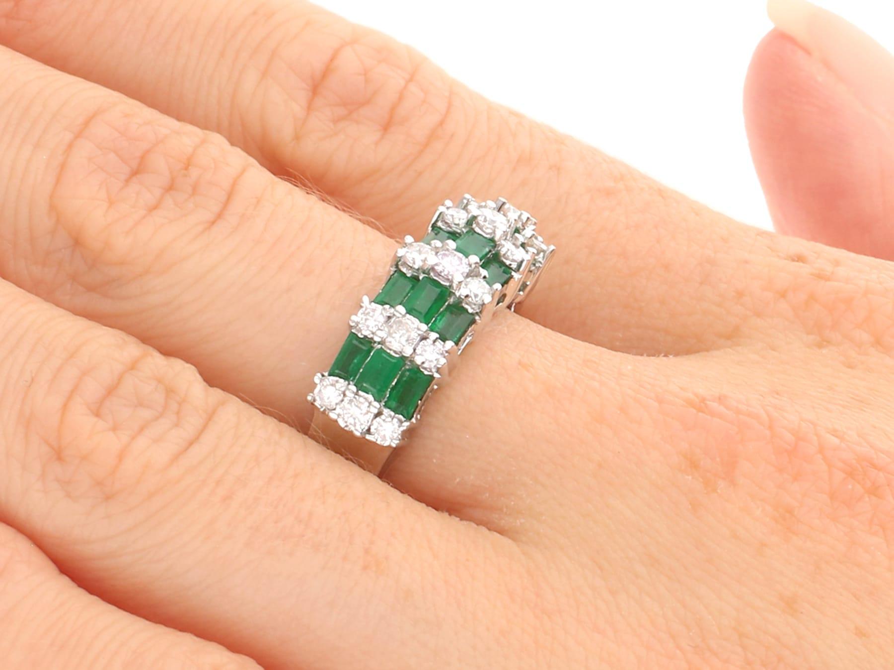 1980s Vintage Emerald and Diamond White Gold Cocktail Ring For Sale 4