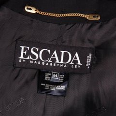 1980s Vintage Escada Metallic Gold Stud Embellished Black Wool Jacket