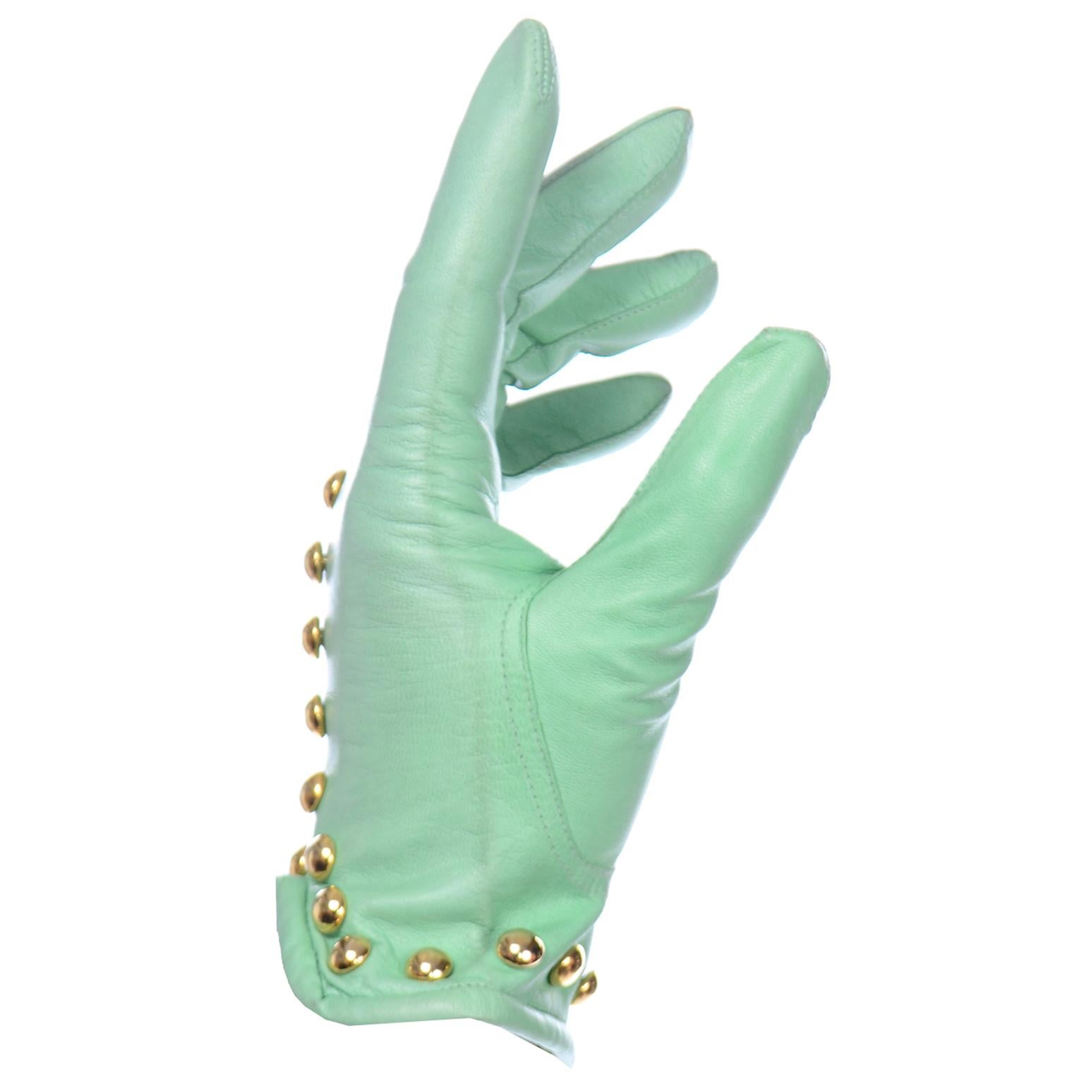 mint green gloves