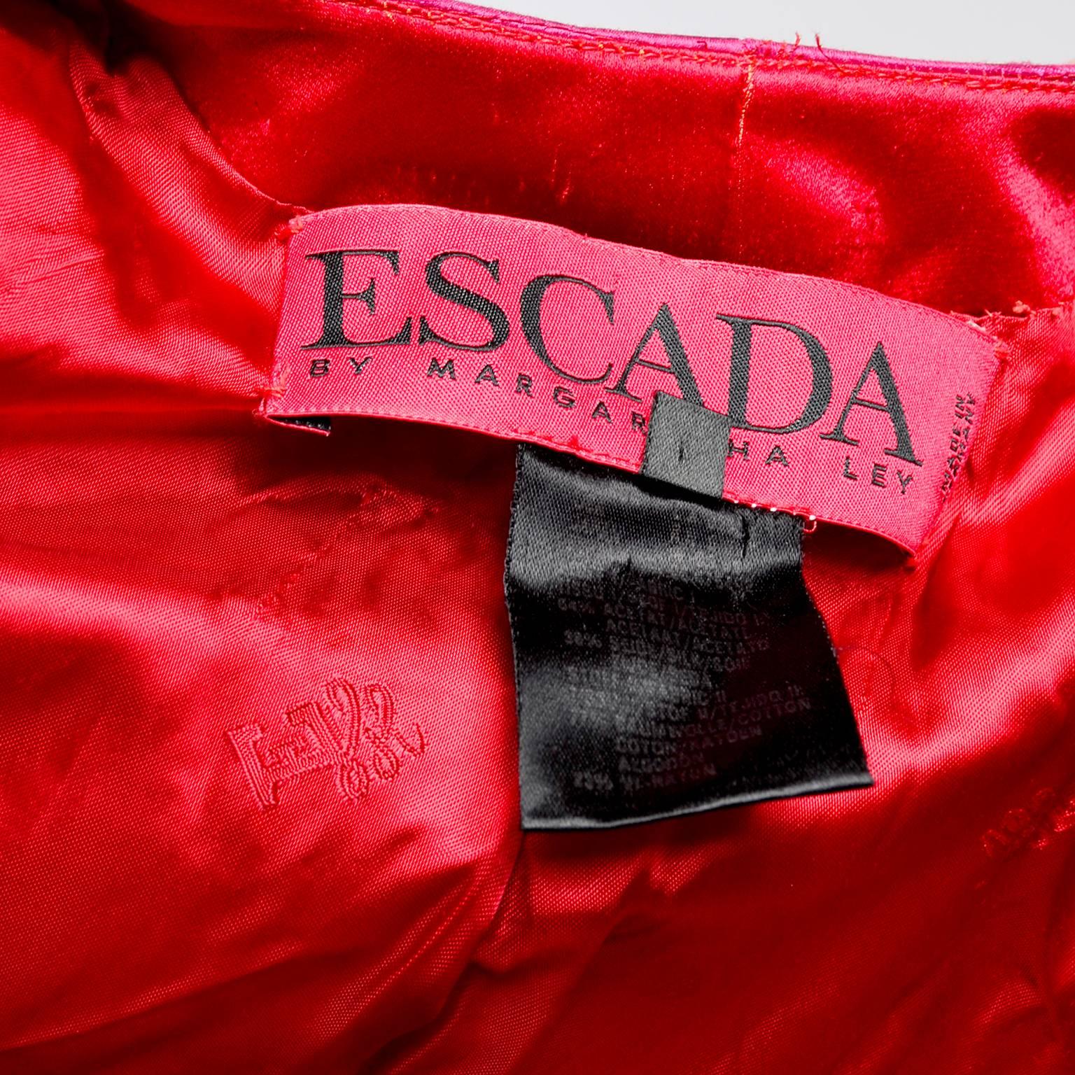Escada - Chemisier à chaussures fantaisie en soie rouge, rose et or, vintage, années 1980 en vente 5