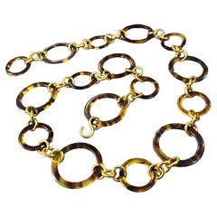 Cintura di moda italiana anni '80 finta tartaruga in lucite e ottone