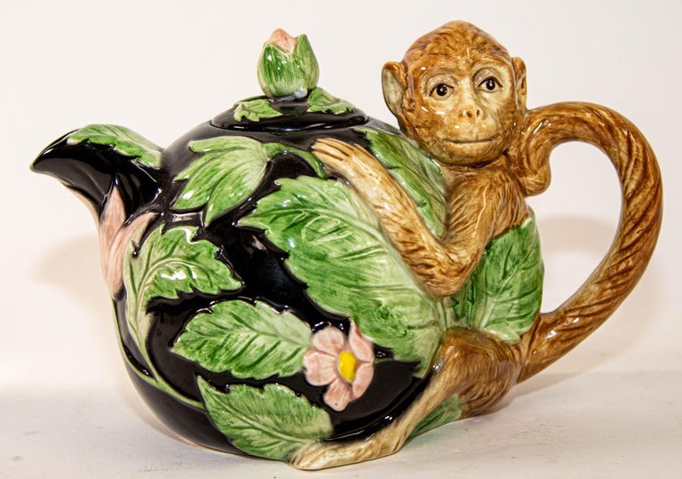 [極美品]ヴィンテージfitz ＆floydフィッツ＆フロイド社製 龍文三段重箱 1980s Vintage Fitz and Floyd Rain Forest Majolica Monkey Ceramic