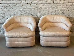 1980s Vintage Flexsteel Swivel, 360 Chairs in Upholstery, A Pair