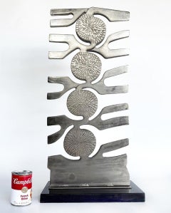 1980er Vintage Geschmiedete brutalistische abstrakte Edelstahl-Skulptur, Stil von Leo Amino