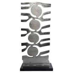 1980er Vintage Geschmiedete brutalistische abstrakte Edelstahl-Skulptur, Stil von Leo Amino