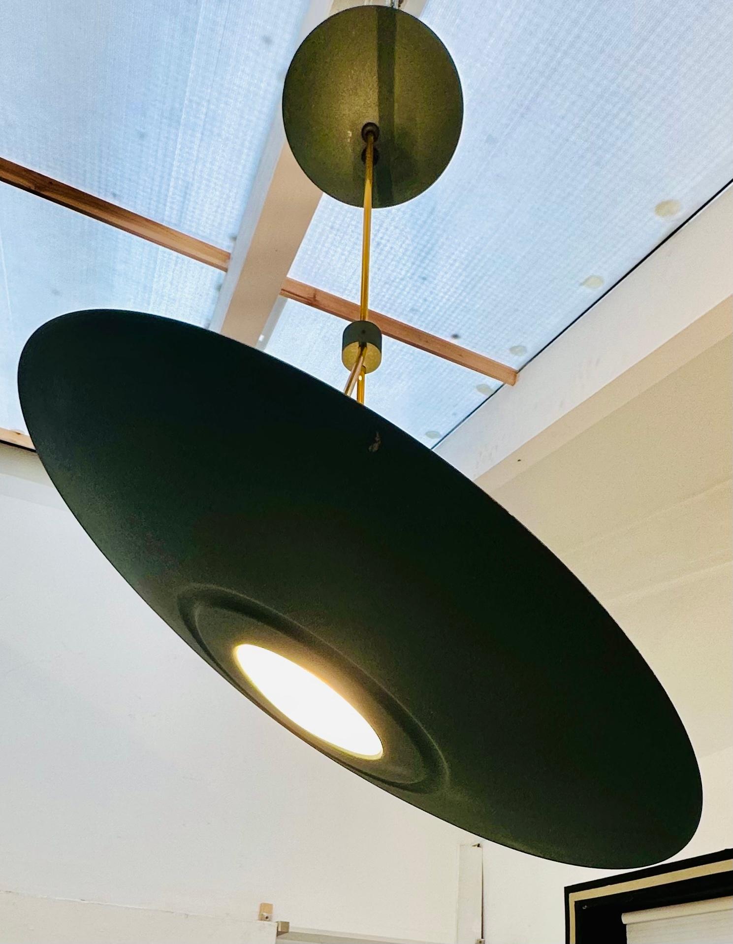 Late 20th Century 1980s Vintage French LG Paris UFO Space Age Halogen Ceiling Pendant Uplighter For Sale